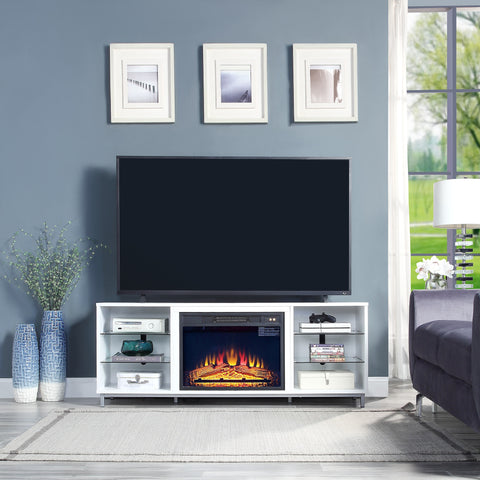 Manhattan Comfort Brighton Modern 2-Piece Electric Fireplace in Black and White