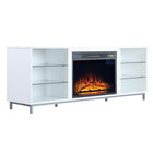 Manhattan Comfort Brighton Modern 2-Piece Electric Fireplace in Black and White