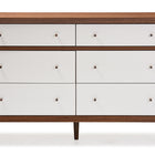 Baxton Studio Harlow Mid-century Modern Scandinavian Style White and Walnut Wood 6-drawer Storage Dresser