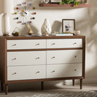 Baxton Studio Harlow Mid-century Modern Scandinavian Style White and Walnut Wood 6-drawer Storage Dresser