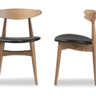 Baxton Studio Edna Mid-Century Modern French Black Faux Leather and "Oak" Light Brown Finishing Wood Dining Chair