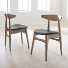 Baxton Studio Edna Mid-Century Modern French Black Faux Leather and "Oak" Light Brown Finishing Wood Dining Chair