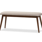 Baxton Studio Flora Mid-Century Modern Light Grey Fabric and "Oak" Medium Brown Finishing Wood 6-Piece Dining Set