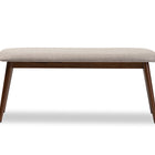 Baxton Studio Flora Mid-Century Modern Light Grey Fabric and "Oak" Medium Brown Finishing Wood 6-Piece Dining Set