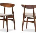 Baxton Studio Flora Mid-Century Modern Light Grey Fabric and "Oak" Medium Brown Finishing Wood 6-Piece Dining Set