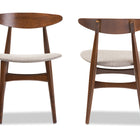 Baxton Studio Flora Mid-Century Modern Light Grey Fabric and "Oak" Medium Brown Finishing Wood 6-Piece Dining Set