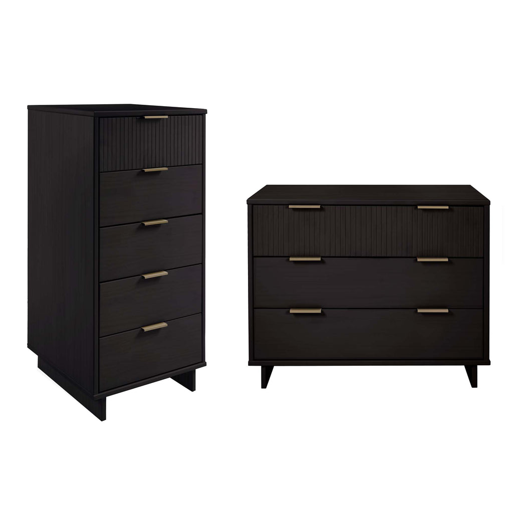 Manhattan Comfort Granville Modern 2-Piece Dresser Set in Black
