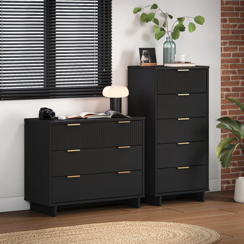 Manhattan Comfort Granville Modern 2-Piece Dresser Set in Black