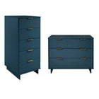 Manhattan Comfort Granville Modern 2-Piece Dresser Set in Midnight Blue