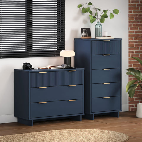Manhattan Comfort Granville Modern 2-Piece Dresser Set in Midnight Blue