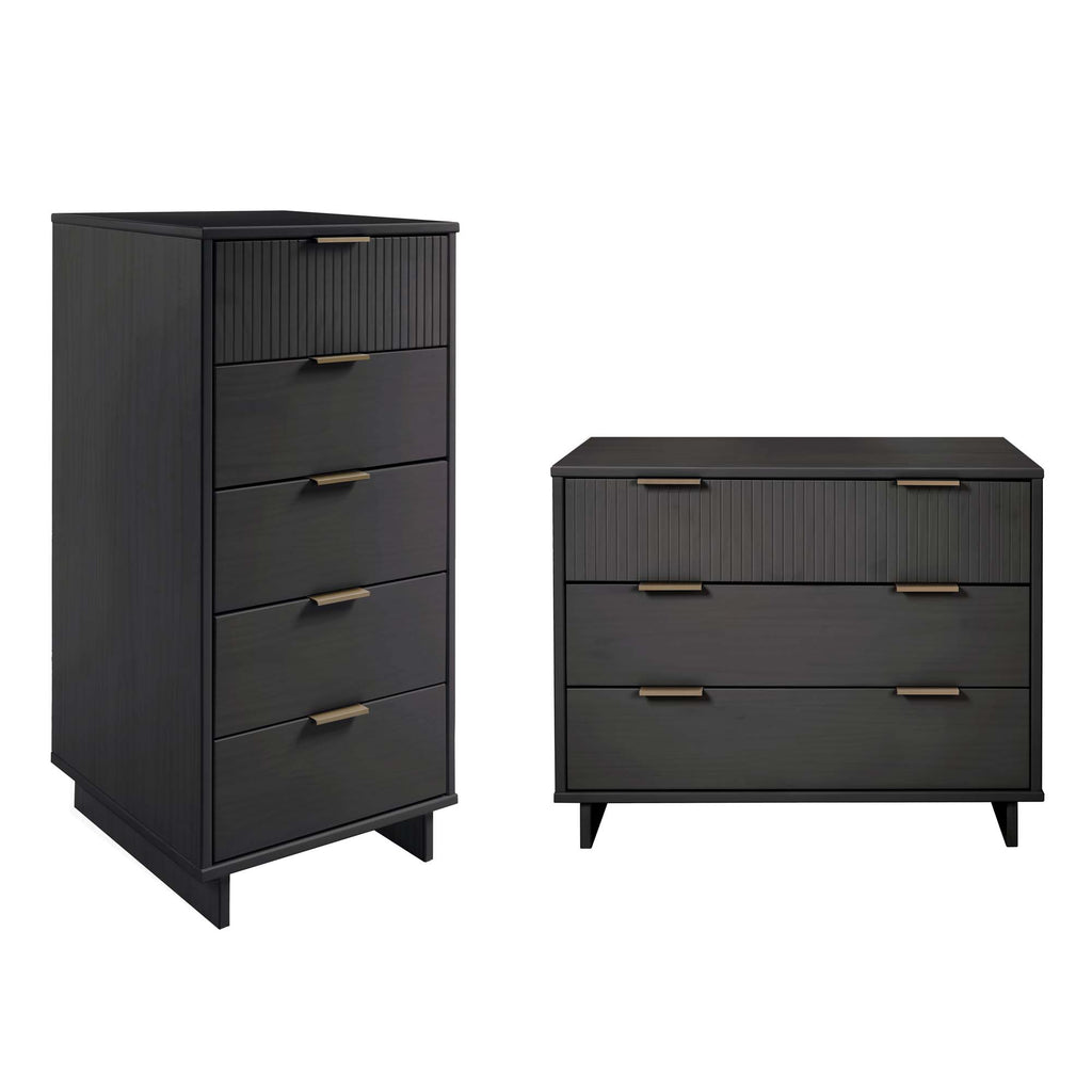 Manhattan Comfort Granville Modern 2-Piece Dresser Set in Charcoal Gray