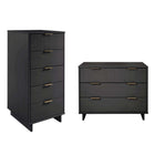 Manhattan Comfort Granville Modern 2-Piece Dresser Set in Charcoal Gray