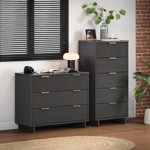 Manhattan Comfort Granville Modern 2-Piece Dresser Set in Charcoal Gray