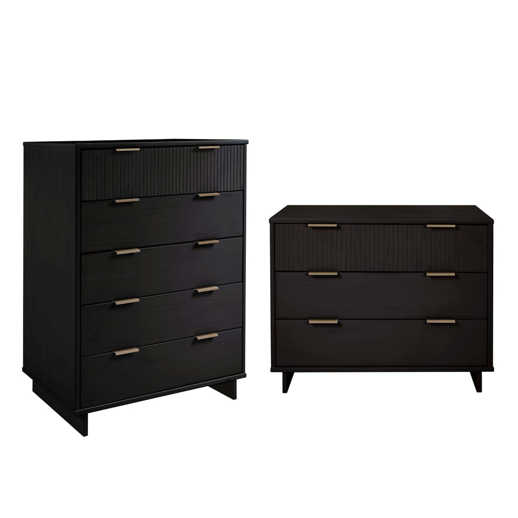 Manhattan Comfort Granville Modern 2-Piece Dresser Set in Black