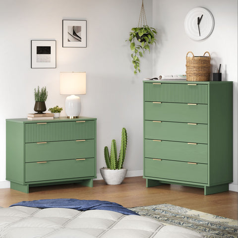 Manhattan Comfort Granville Modern 2-Piece Dresser Set in Sage Green