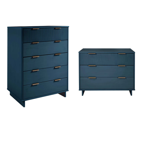 Manhattan Comfort Granville Modern 2-Piece Dresser Set in Midnight Blue