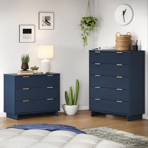 Manhattan Comfort Granville Modern 2-Piece Dresser Set in Midnight Blue
