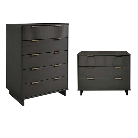 Manhattan Comfort Granville Modern 2-Piece Dresser Set in Charcoal Gray