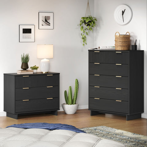 Manhattan Comfort Granville Modern 2-Piece Dresser Set in Charcoal Gray