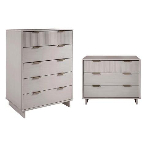 Manhattan Comfort Granville Modern 2-Piece Dresser Set in Light Gray
