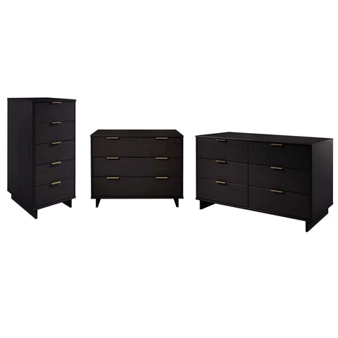 Manhattan Comfort Granville Modern 3-Piece Dresser Set in Black - GRAN032
