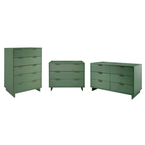 Manhattan Comfort Granville Modern 3-Piece Dresser Set in Sage Green