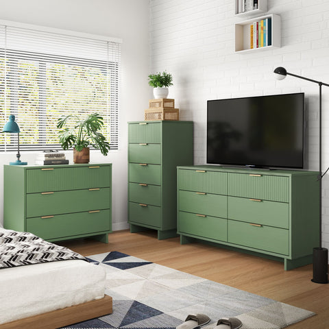Manhattan Comfort Granville Modern 3-Piece Dresser Set in Sage Green