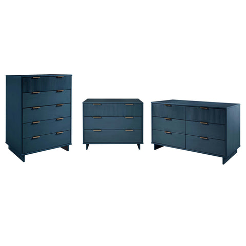 Manhattan Comfort Granville Modern 3-Piece Dresser Set in Midnight Blue