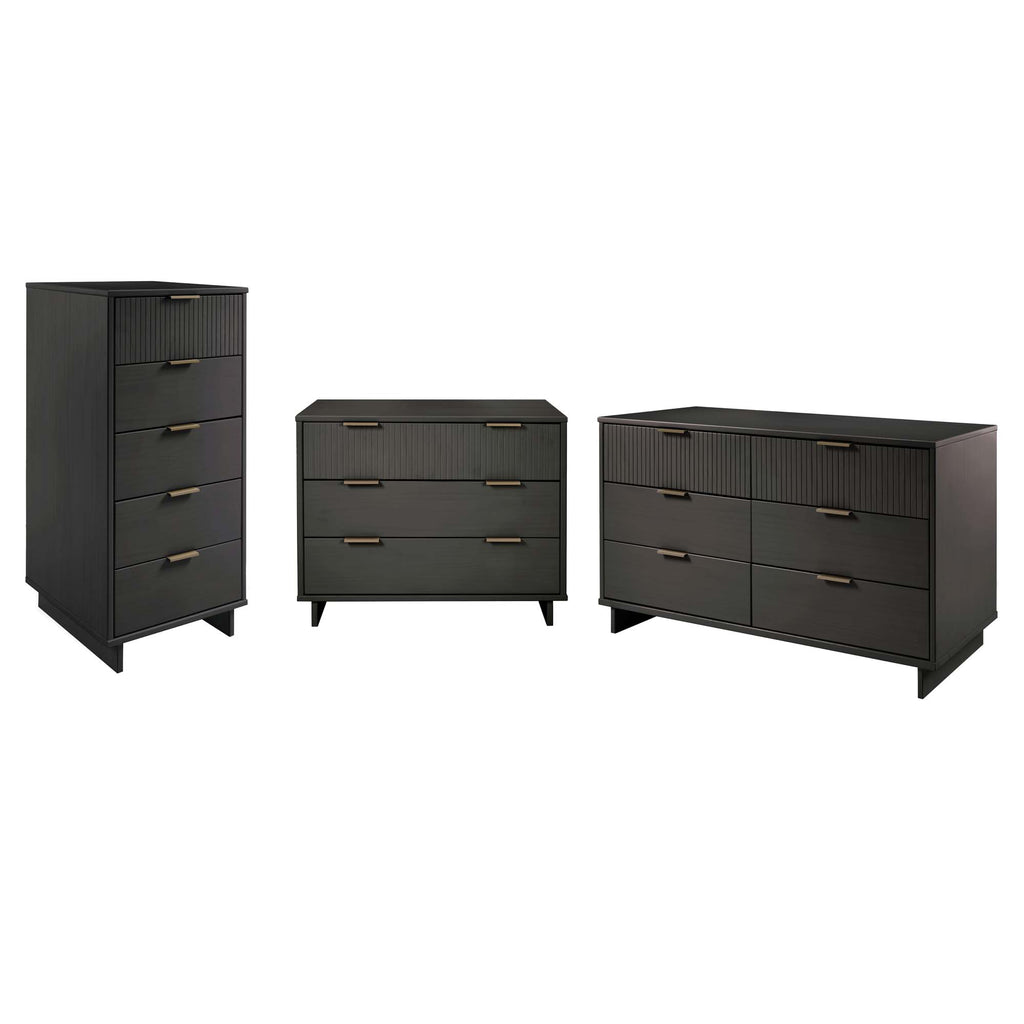 Manhattan Comfort Granville Modern 3-Piece Dresser Set in Charcoal Gray