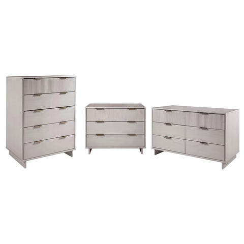 Manhattan Comfort Granville Modern 3-Piece Dresser Set in Light Gray