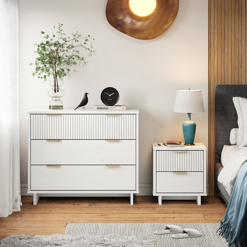 Manhattan Comfort Granville Modern 2-Piece Dresser Set in White