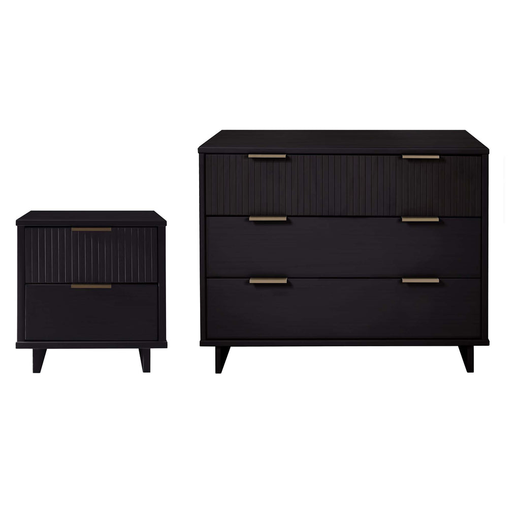 Manhattan Comfort Granville Modern 2-Piece Dresser Set in Black
