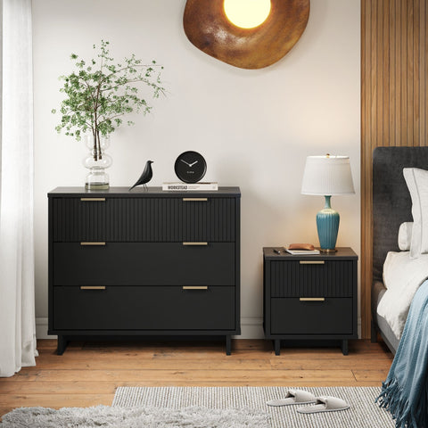 Manhattan Comfort Granville Modern 2-Piece Dresser Set in Black