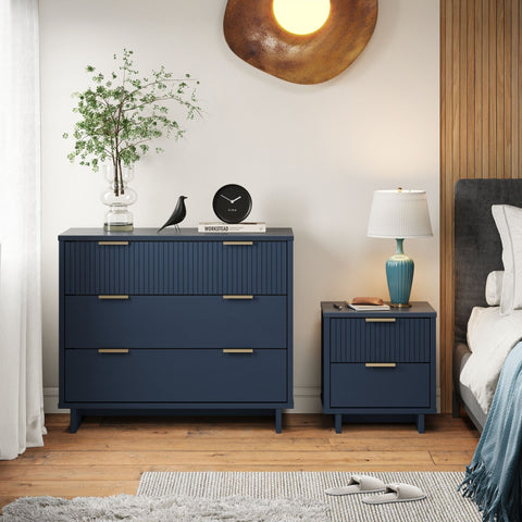 Manhattan Comfort Granville Modern 2-Piece Dresser Set in Midnight Blue