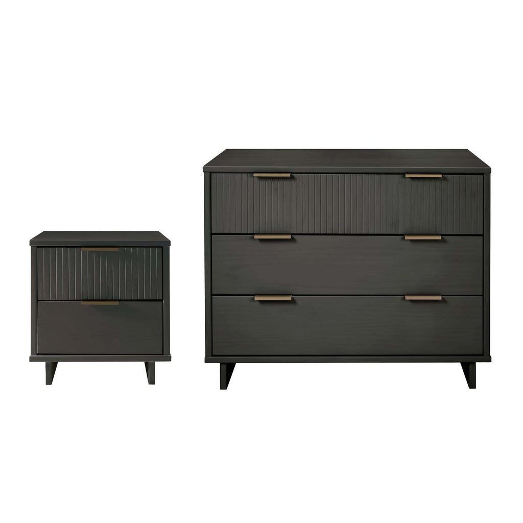 Manhattan Comfort Granville Modern 2-Piece Dresser Set in Charcoal Gray