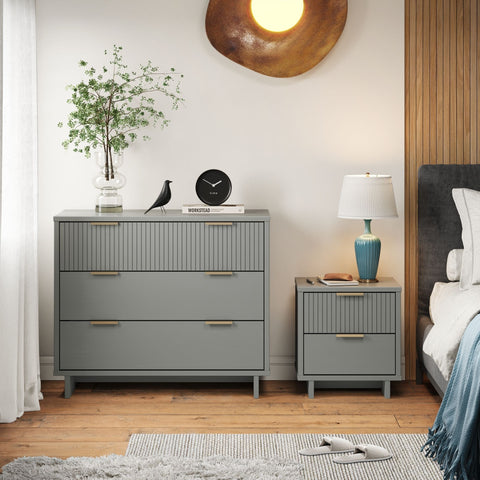 Manhattan Comfort Granville Modern 2-Piece Dresser Set in Light Gray