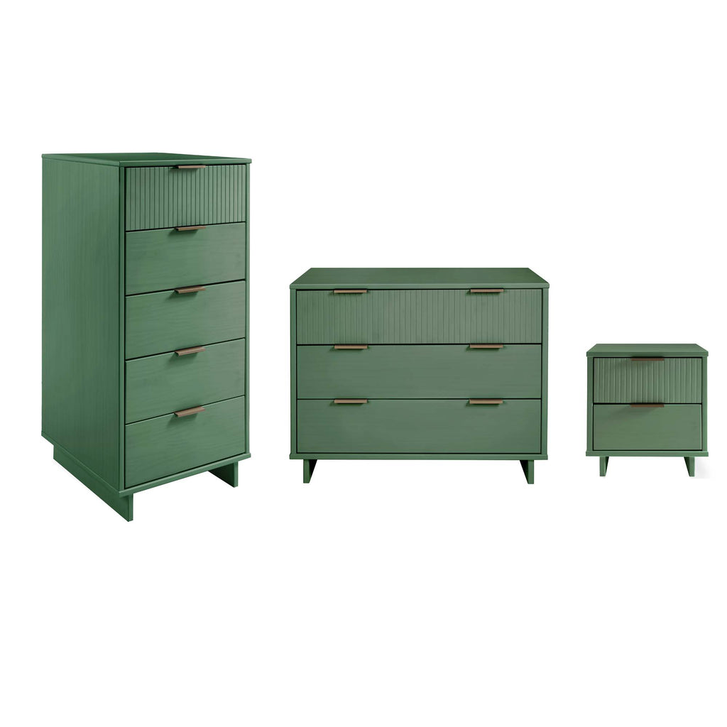 Manhattan Comfort Granville Modern 3-Piece Dresser Set in Sage Green