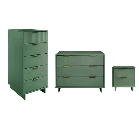 Manhattan Comfort Granville Modern 3-Piece Dresser Set in Sage Green
