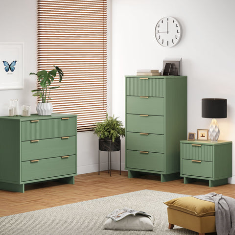 Manhattan Comfort Granville Modern 3-Piece Dresser Set in Sage Green