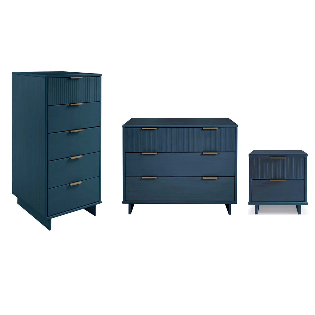 Manhattan Comfort Granville Modern 3-Piece Dresser Set in Midnight Blue