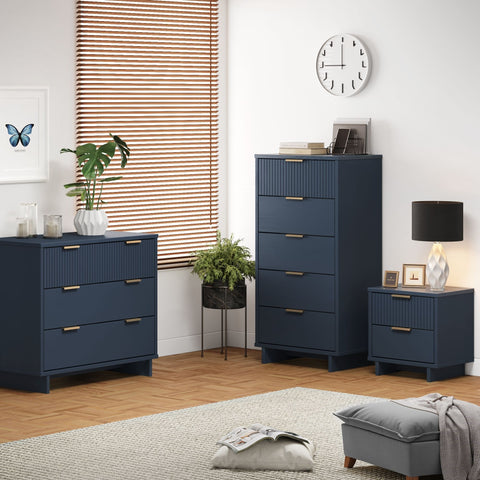 Manhattan Comfort Granville Modern 3-Piece Dresser Set in Midnight Blue