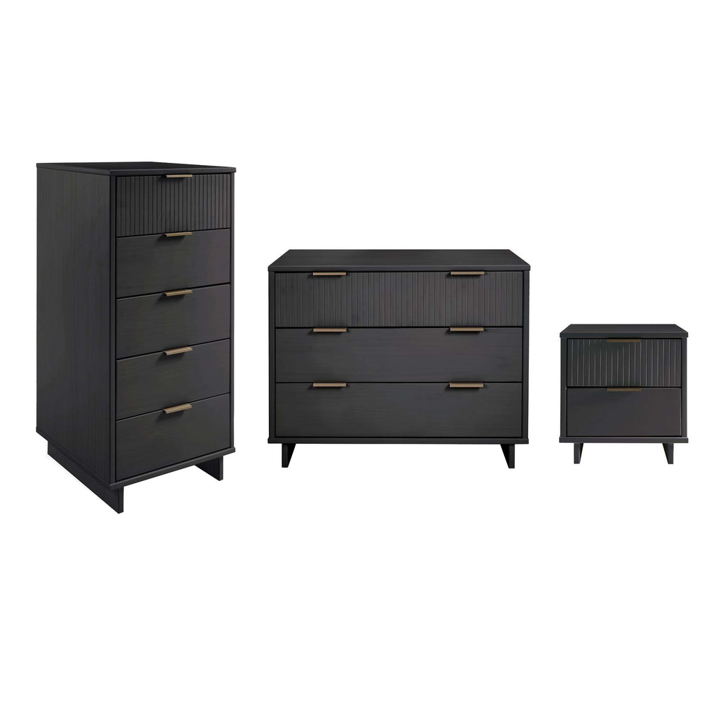 Manhattan Comfort Granville Modern 3-Piece Dresser Set in Charcoal Gray