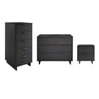 Manhattan Comfort Granville Modern 3-Piece Dresser Set in Charcoal Gray