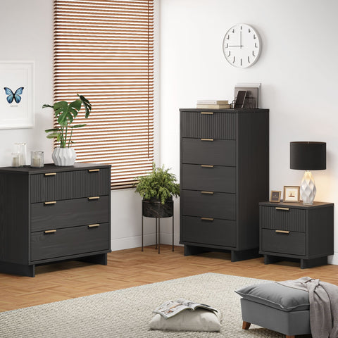 Manhattan Comfort Granville Modern 3-Piece Dresser Set in Charcoal Gray
