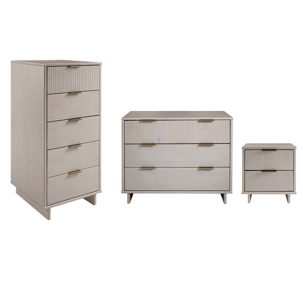 Manhattan Comfort Granville Modern 3-Piece Dresser Set in Light Gray