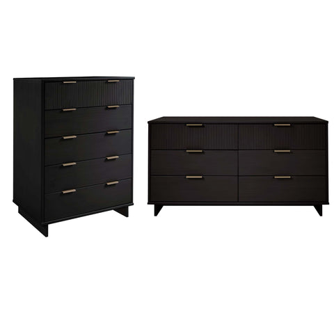 Manhattan Comfort Granville Modern 2-Piece Dresser Set in Black