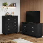 Manhattan Comfort Granville Modern 2-Piece Dresser Set in Black - GRAN062