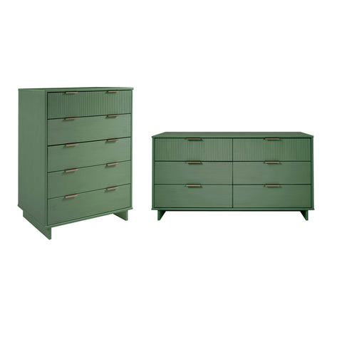 Manhattan Comfort Granville Modern 2-Piece Dresser Set in Sage Green