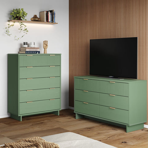 Manhattan Comfort Granville Modern 2-Piece Dresser Set in Sage Green