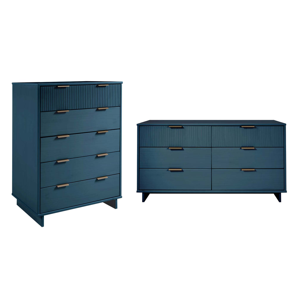 Manhattan Comfort Granville Modern 2-Piece Dresser Set in Midnight Blue